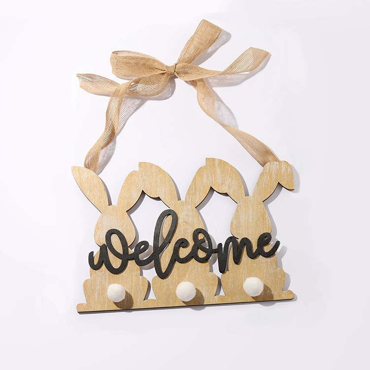 Easter Wood Wooden Craft Decorative Garden Yard Board Hanging Decoration Bunny Letters Decoration