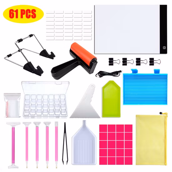 アートクラフトDIYダイヤモンドペインティングアクセサリーを作るためのダイヤモンド刺繍ボックスと複数のサイズの大人用ペインティングペンが入ったアクセサリーキット